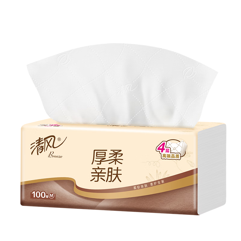 Qingfeng Li Yunrui's same style tissue paper thick and soft logs 4 layers 100 sheets * 24 packs M size paper towels toilet paper full box