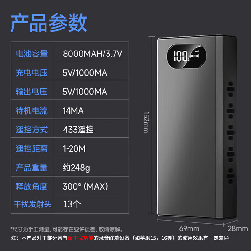 Dipur anti-recording shielding instrument interference equipment recording and video anti-monitoring detection anti-eavesdropping shielding detection artifact F15