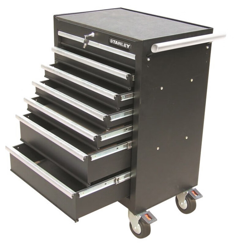 Stanley 941937 three-layer tool cart mobile trolley repair artifact 2-drawer multi-function tool cart 93-711*steel*500KG