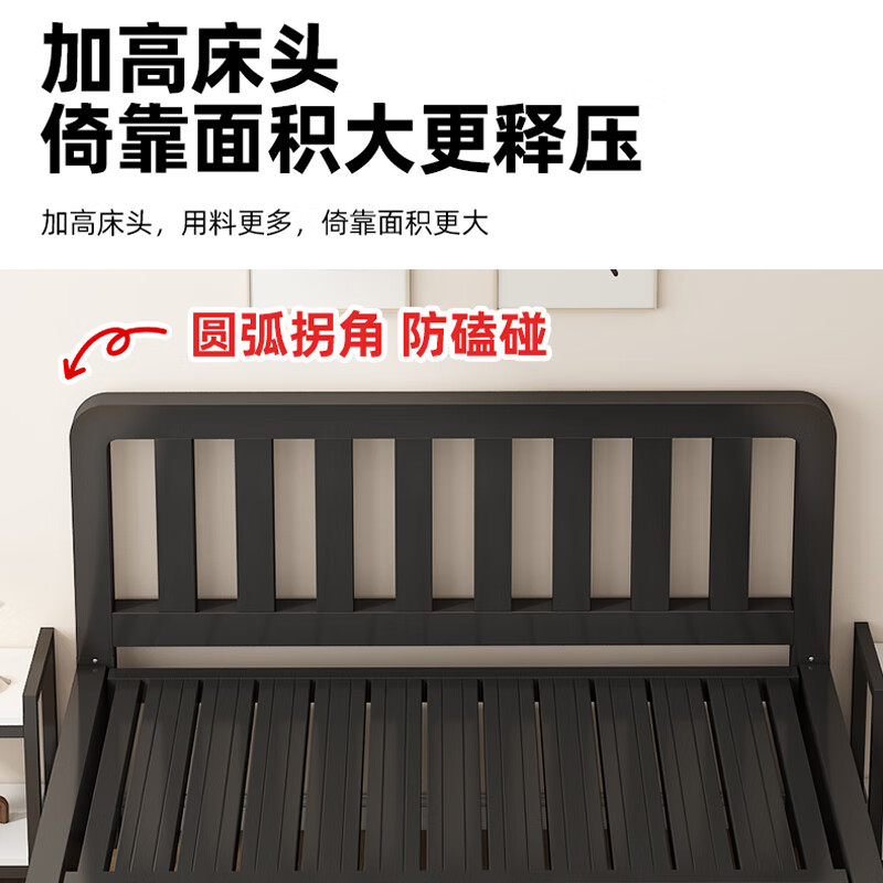 Kehu SF Home Iron Bed Double 1.8*2m Home Iron Frame Bed Thickened Steel Frame Bed Black Bed Board Simple Tail Strictly Selected Recommended Model 1.5*1.9/2.0m Default Inner Diameter 2.0