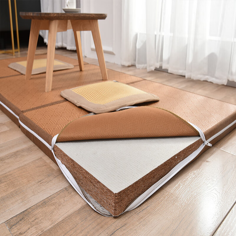 Hualeji Double-sided Bay Window Mattress Bedroom Tatami Four Seasons Universal Mat Customized Removable and Washable Foldable Coconut Brown Latex Coconut Palm Core_90 Width_*_200 Long_*_Thick 5CM Three Folding_