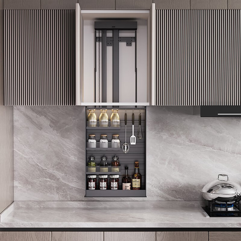 High-quality voice-activated pull-down electric kitchen cabinet storage smart lift basket machine all-aluminum wall cabinet seasoning puller*. 500 cabinet newly upgraded with anti-pinch Angel A type double-layer electric lift