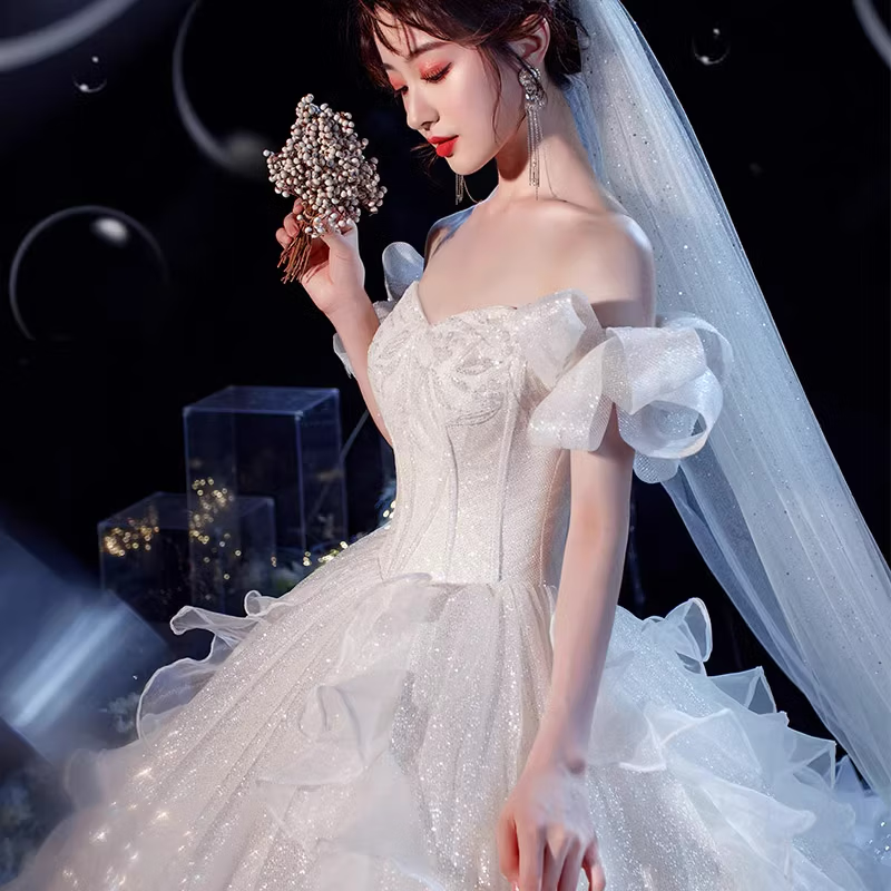 Wei Lianmenglan main wedding dress 2025 new bridal texture French light heavy industry trailing women small niche light luxury floor-length wedding dress eight-piece set L recommendation 160168c10
