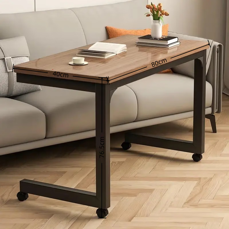 Zhuobo computer table bed table bedside table coffee table movable desk study table BZ15 walnut color 80*40cm