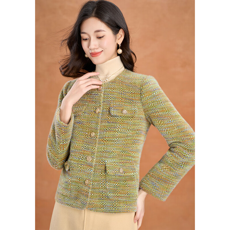 Kebel Xiaoxiangfeng imitation mink velvet quilted thickened coat for women 2025 new autumn and winter small versatile woolen coat M