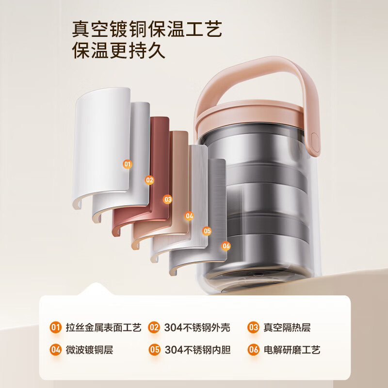 Joyoung insulated lunch box with pot upgrade 316L steel food box 2L large capacity extra long insulated lunch box suitable for office workers and students