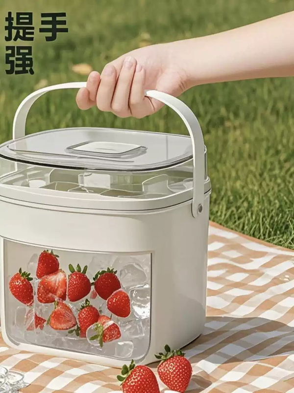 He Jiagong Rapid Ice Maker Multifunctional Household Commercial Fully Automatic Mini Ice Maker Student Ice Bucket Refrigerator Small Ice Cube White Maternal and Infant Grade Material White Double-layer Mother