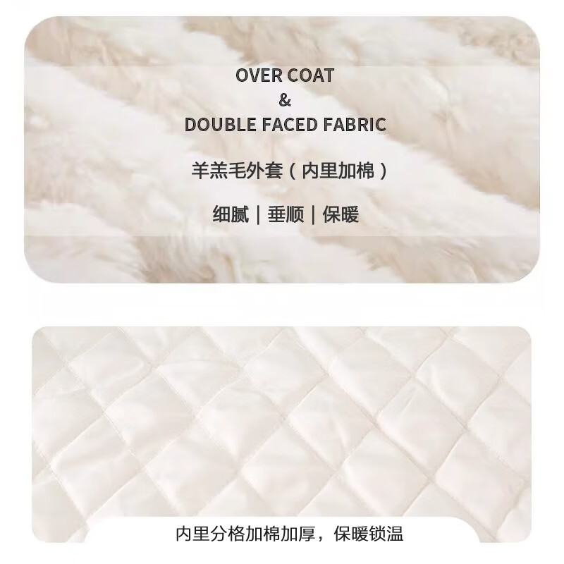 Fistel lamb wool coat for women 2025 autumn and winter new style small fragrant horn button lamb velvet coat small plus velvet cotton coat white with cotton lining L suitable for 115-130 pounds