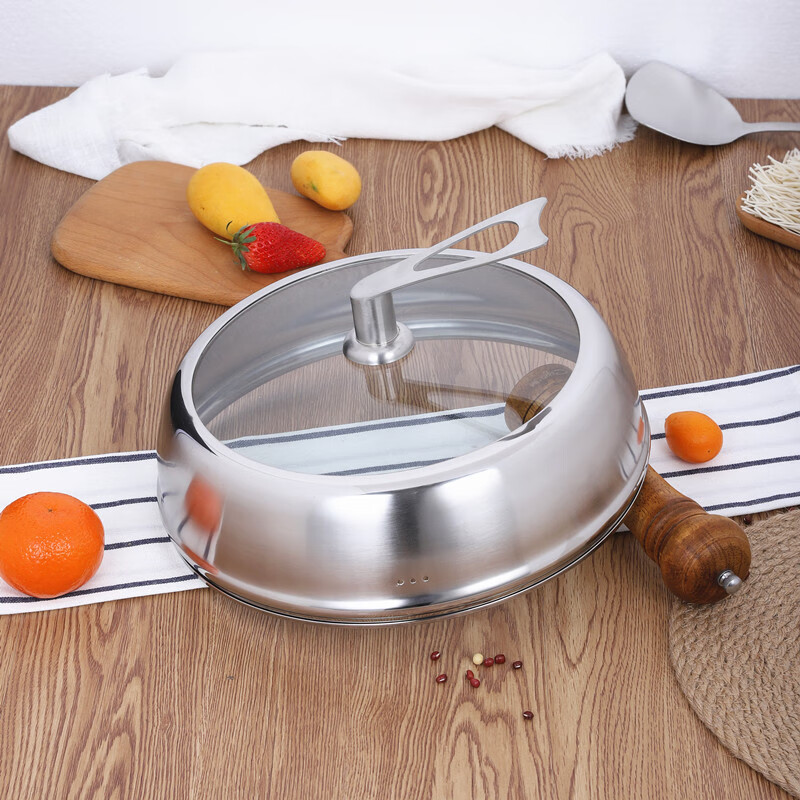COOKER KING heightened pot lid household thickened stainless steel tempered glass pot lid wok steamer lid glass lid universal thickening and height 36 cm all steel can stand please measure