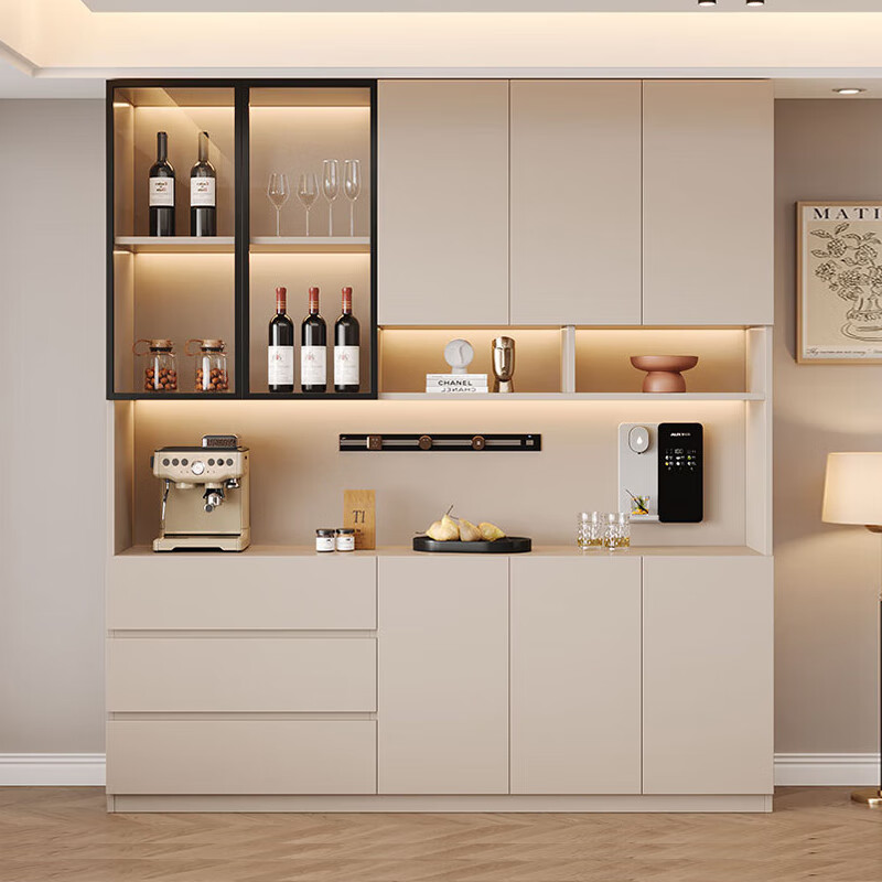 Yingtaoge sideboard living room integrated storage modern solid wood wall-mounted wine cabinet multi-functional customized floor-standing light luxury small tea cabinet 240*42*220cm style 12 solid wood free track socket ordinary style