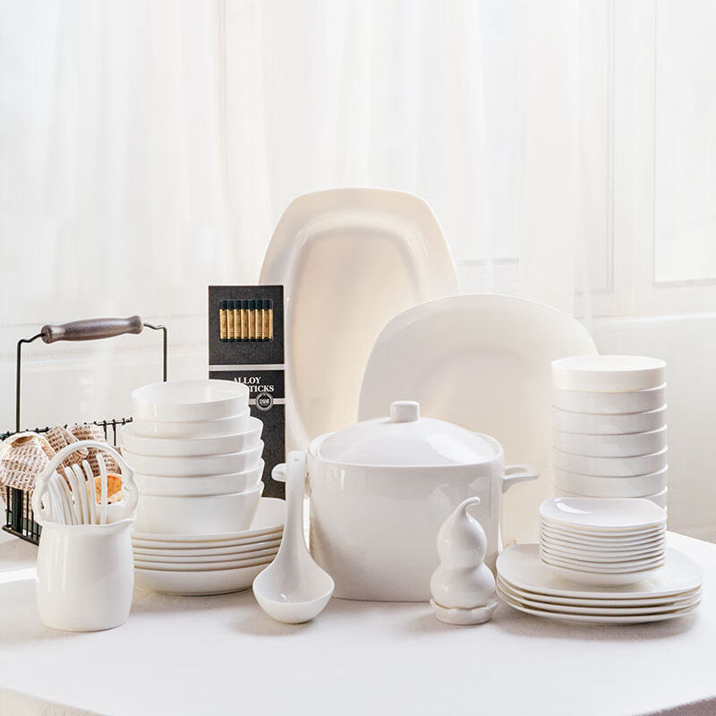 Fantasy tableware set 60 pieces small bowls, plates, pots, bone china 60 pieces standard configuration (gift box) 60 pieces