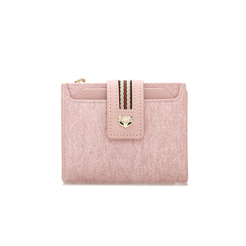 Golden Fox (FOXER) Women's Coin Purse Large Capacity Short Two-fold Card Holder Zipper Money Clip Clutch Birthday Valentine's Day Gift