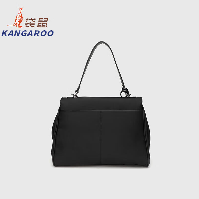 Kangaroo (KANGAROO) launches new Kelly single-shoulder nylon leather handbag for women, armpit lock buckle design commuting tote large capacity simple bag, black medium size (35) (without accessories)