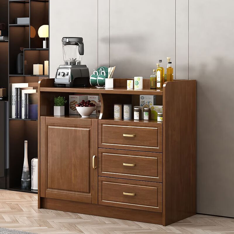FANCYCHIC solid wood sideboard multi-function wall wine cabinet modern living room dining room office tea cabinet storage rack storage cabinet 8511.3 meters walnut color double door