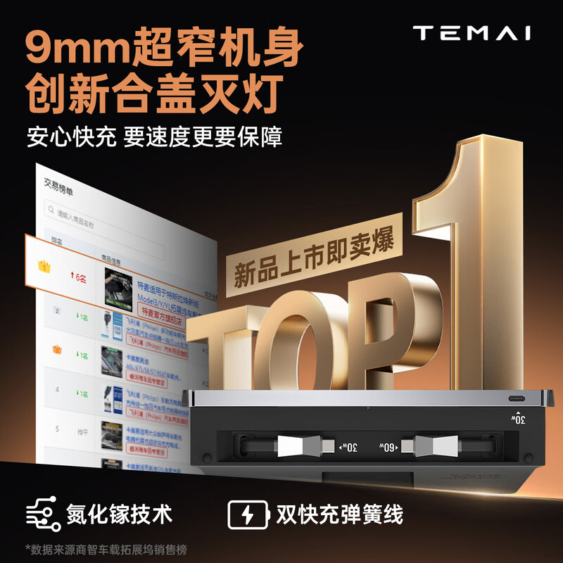 Temai is suitable for the new version of Tesla Model 3/Y/YL docking station car charger Hub gallium nitride fast charging. The new Y/YL gallium nitride fast charging docking station