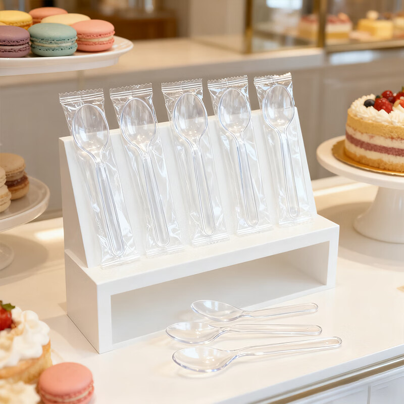 Jiamo disposable spoons 50 individually packed thickened soup spoons rice spoons plastic table spoons dessert spoons takeaway packaging spoons