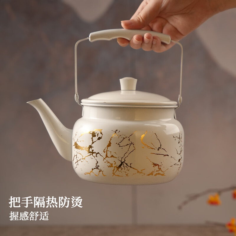 Jinjiang stainless steel kettle, Chinese style dining table cold kettle, ethnic characteristic milk tea kettle, tea kettle, retro tea set, pattern kettle, black plum blossom lily kettle