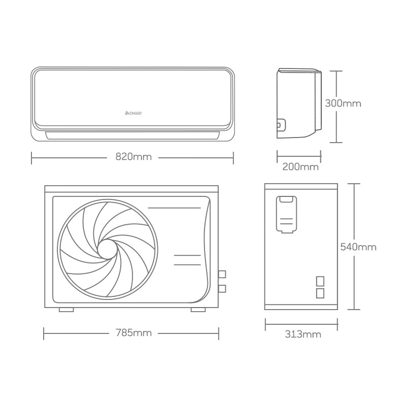 CHIGO's new product is on the market. The air conditioner is 1.5 HP larger. The new level of energy efficiency. Home inverter heating and cooling air conditioner hanging Jinghong series. Trade-in KFR-35GW/HBP269+A1G