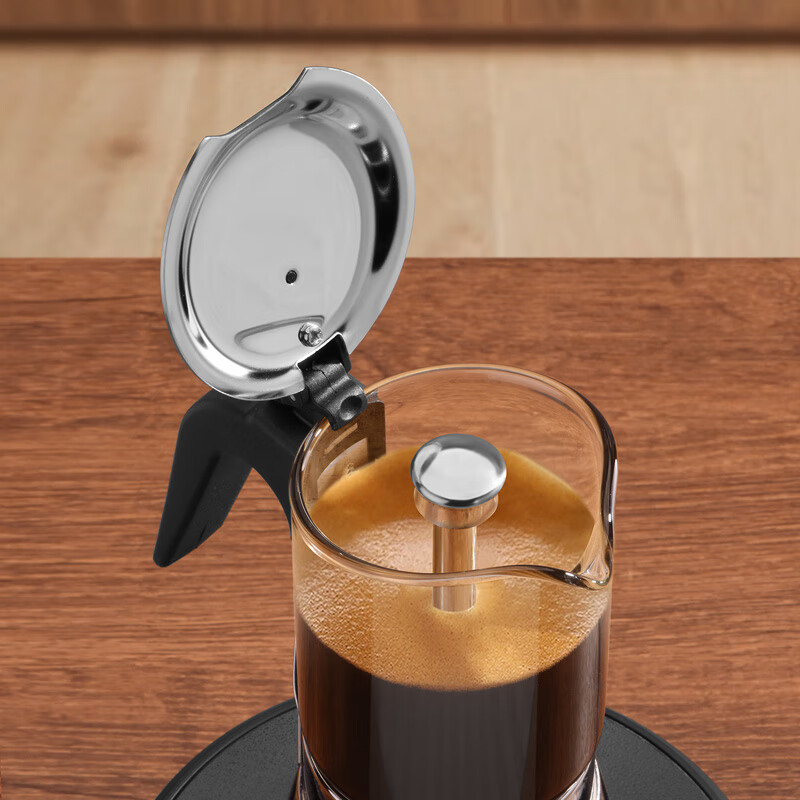 Circle Joy Moka Pot Double Valve High Pressure Hand Brewed Coffee Pot Italian Espresso Stainless Steel Glass Moka Pot 160ml