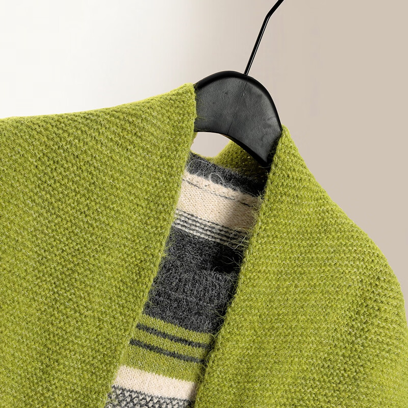 Cypress house with sheep wool Hong Kong style retro striped sweater for women 2025 winter new style lazy style loose top