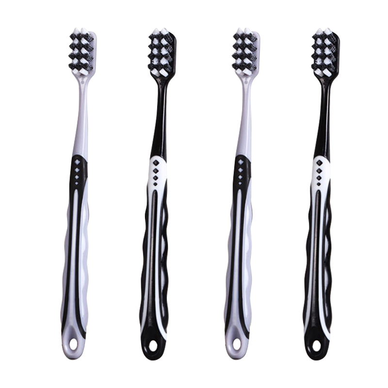 Hao Teeth's medium-hard bristled adult toothbrush, men's special toothbrush, removes tooth stains, tobacco stains, tea stains, freshens breath, 4 individual pieces