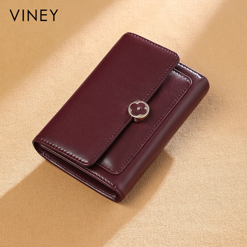 Viney cowhide women's wallet large capacity short clutch bag student multi-card slot coin purse foreign style light luxury wallet wallet