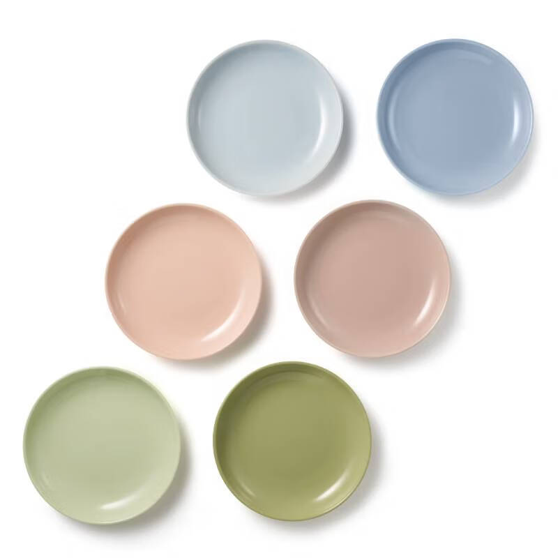 Staub Macaron Color Ceramic Soup Plate Set Thickened Dish Plate Home Dining Plate Plate Plate Baking Tableware Ceramic Deep Plate 22cm Macaron 6-piece Set