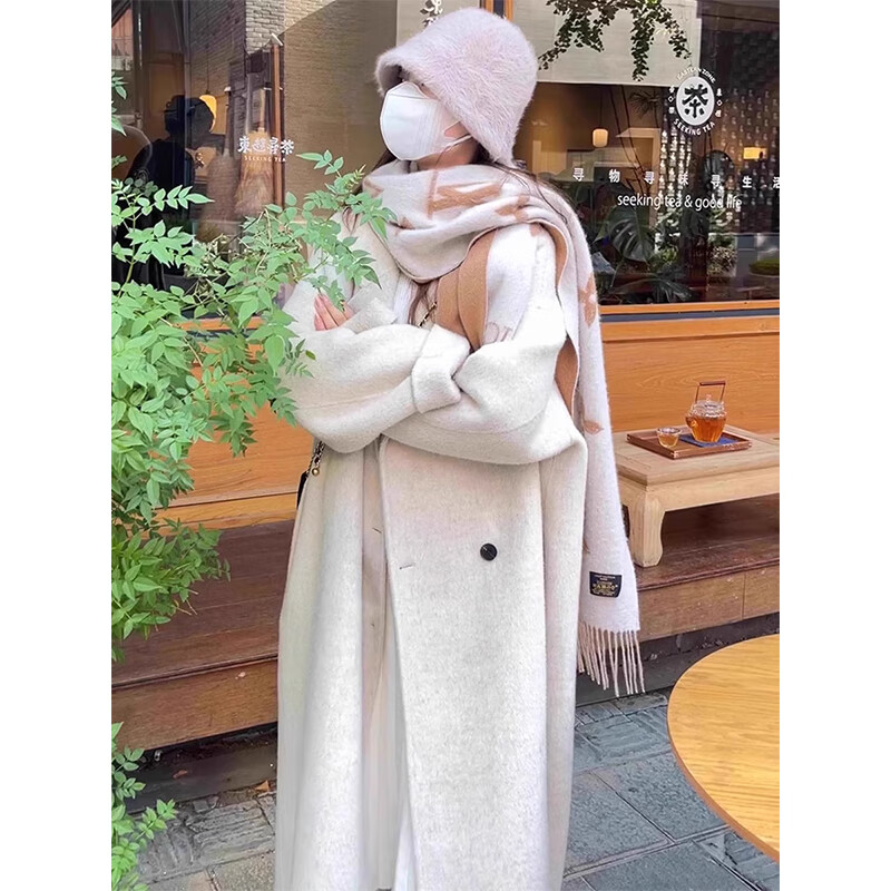 Cotton plus velvet and thickened woolen coat for women in autumn and winter new high-end small medium-length casual coat top 9809-1 gray plus velvet high quality L 110-125 catties