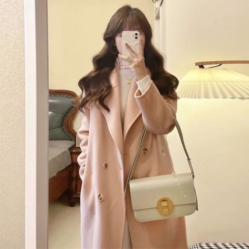 Cotton plus velvet and thickened woolen coat for women in autumn and winter new high-end small medium-length casual coat top 9809-1 gray plus velvet high quality L 110-125 catties