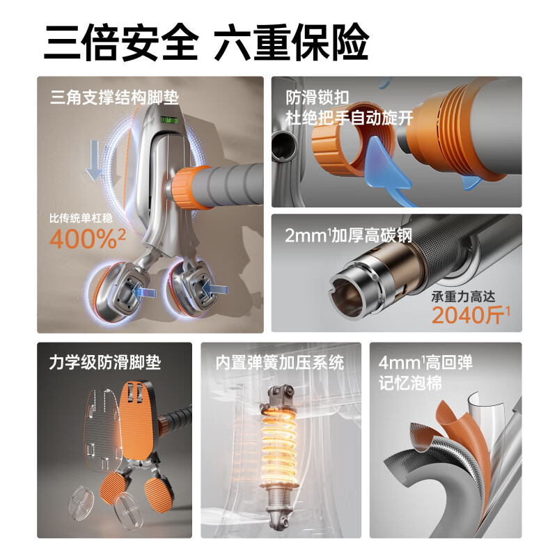 GERTHRON German horizontal bar pull-up device indoor home punch-free adjustable multi-functional ring fitness equipment three-legged support upgrade 95-135cm