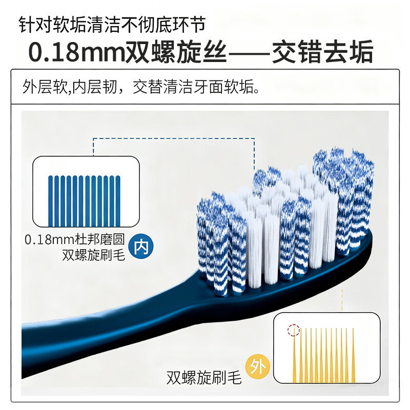 BRUSHING BEAR medium-hard bristle toothbrush Sam's same spiral brush wire to remove tooth stains for adults, home decoration, household men and women, 6 pieces