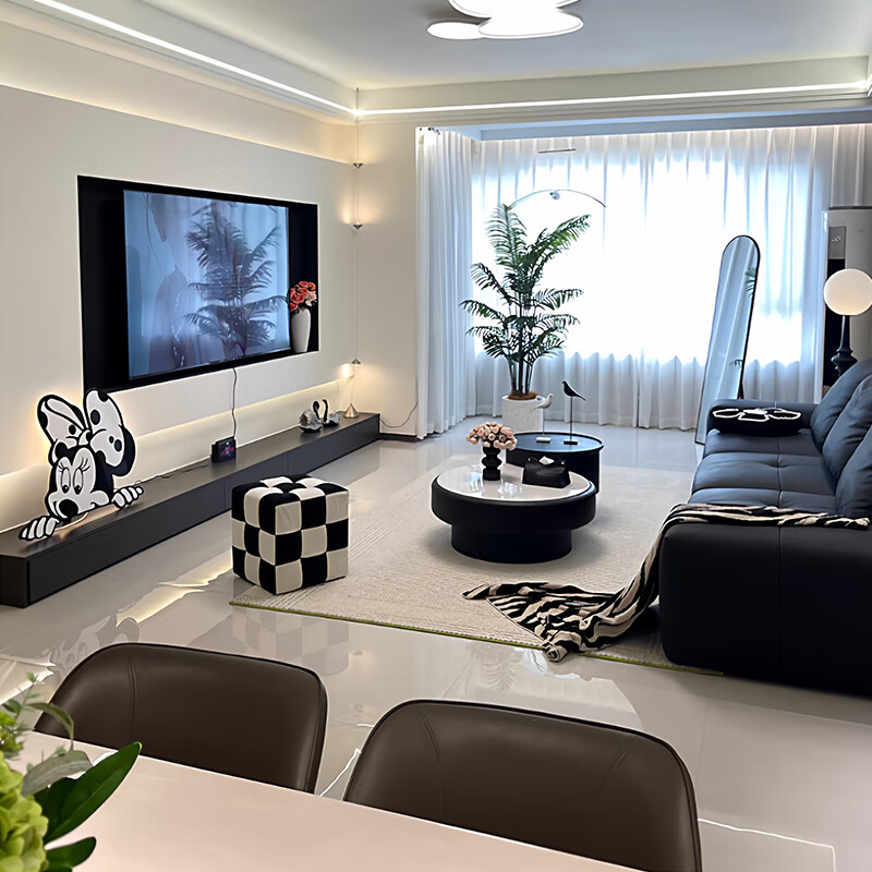 Italian minimalist coffee table light luxury high-end sofa living room household small apartment round marble liftable new style 120cm round lift coffee table black