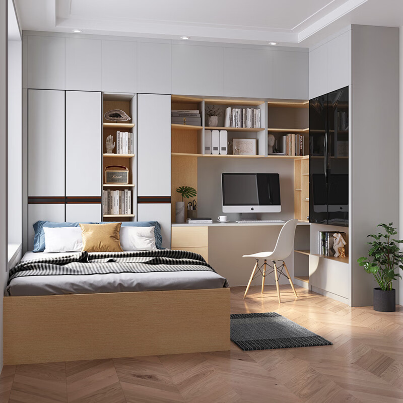 The shopkeeper in the whole house customized tatami bedroom wardrobe integrated Japanese platform bed children's room tatami bed cabinet Yuan/1, photographed