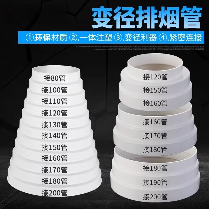 Taimus range hood exhaust pipe reducing ring exhaust pipe size conversion joint kitchen flue pipe check valve reducer sealing ring 80-200mm reducing ring + 2 meters aluminum foil tape