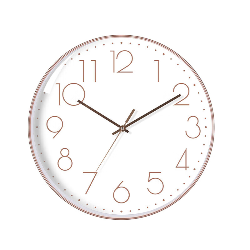 Wall clock, home clock, wall-mounted silent clock, bedroom silent quartz clock, wall-mounted clock, living room, modern minimalist clock, rose gold frame, 8 inches (diameter 20 cm)
