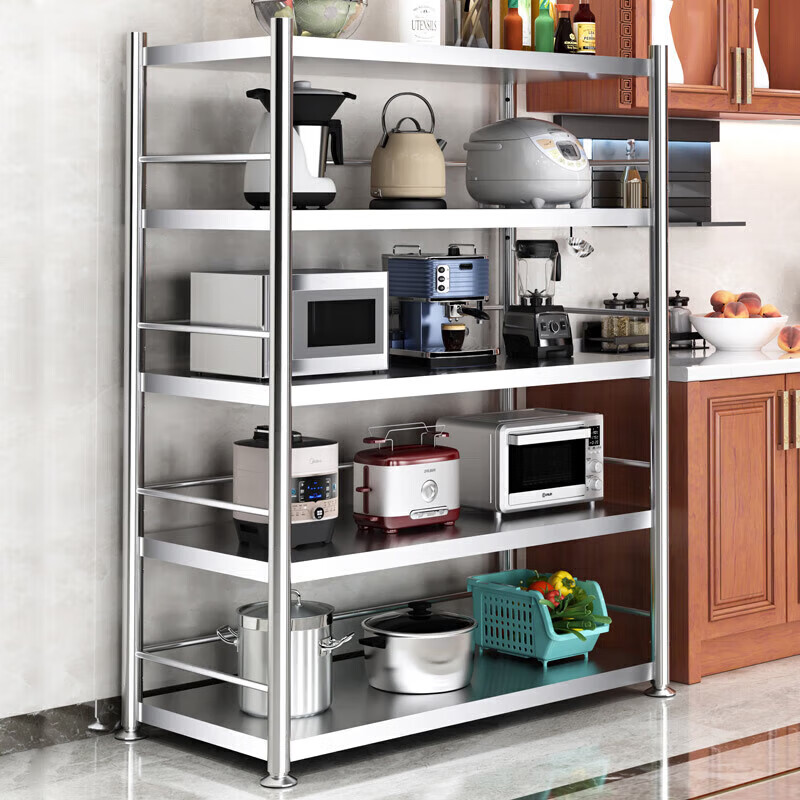 Yiman stainless steel kitchen storage rack microwave oven storage storage shelf