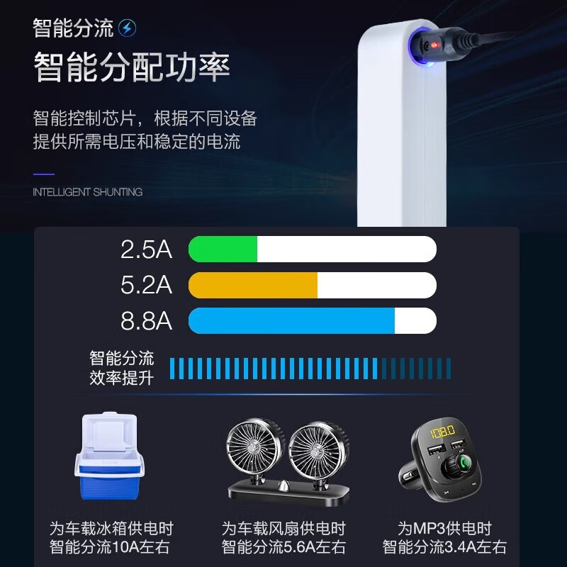 220v to 12v power converter household socket car vacuum cleaner refrigerator adapter cigarette lighter adapter standard power 100W 220v to 12v.