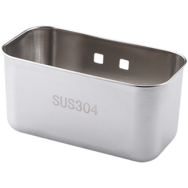 Lan Ai sink drain basket garbage filter 304 stainless steel drain leftovers suction cup rag storage hanging basket 304 stainless steel natural color rectangular drain rack