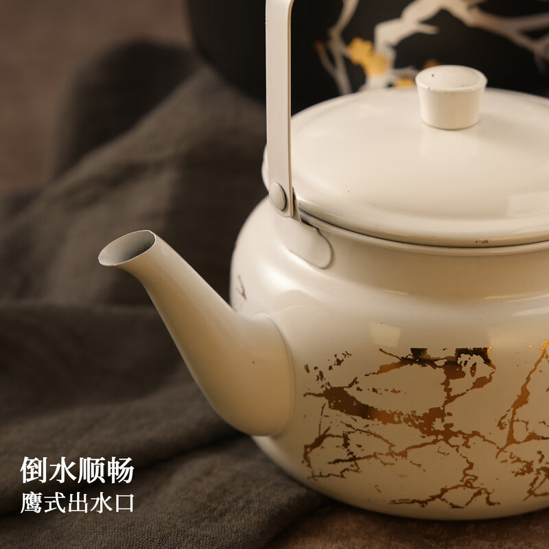 Jinjiang stainless steel kettle, Chinese style dining table cold kettle, ethnic characteristic milk tea kettle, tea kettle, retro tea set, pattern kettle, black plum blossom lily kettle