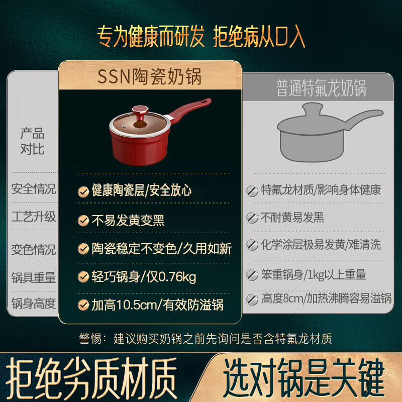 SSN ceramic milk pot non-stick pot baby food supplement pot baby household ceramic pot gas small milk pot cooking noodle pot small pot