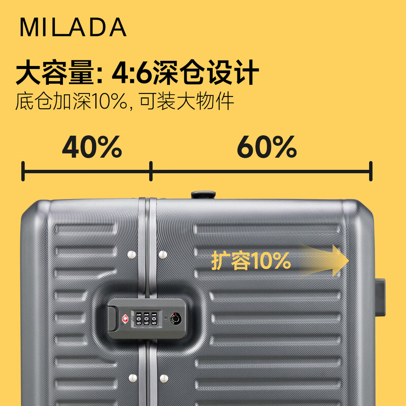 Mirada Large Capacity Suitcase Women's Aluminum Frame Trolley Suitcase Men's 28-inch Rock Gray 102 Liter Password Deep Storage Strong