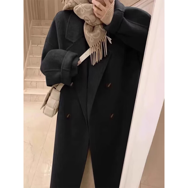 Cotton plus velvet and thickened woolen coat for women in autumn and winter new high-end small medium-length casual coat top 9809-1 gray plus velvet high quality L 110-125 catties