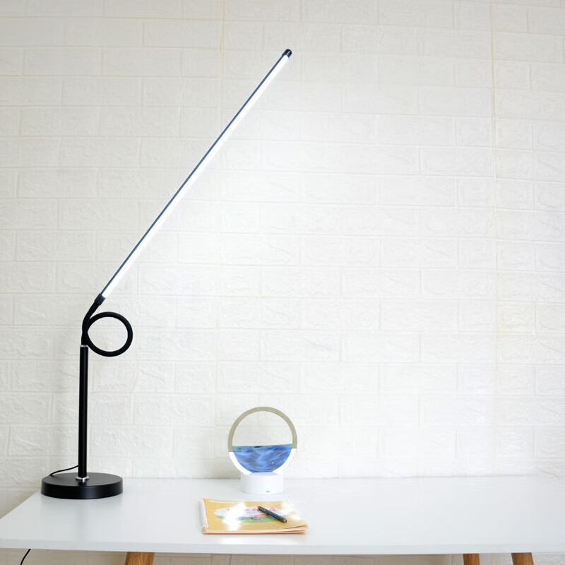 High-brightness work desk lamp long clip lamp LED learning special eye protection clip-on lamp high wattage smart clip lamp desk lamp black 70cm_button on_off_white light