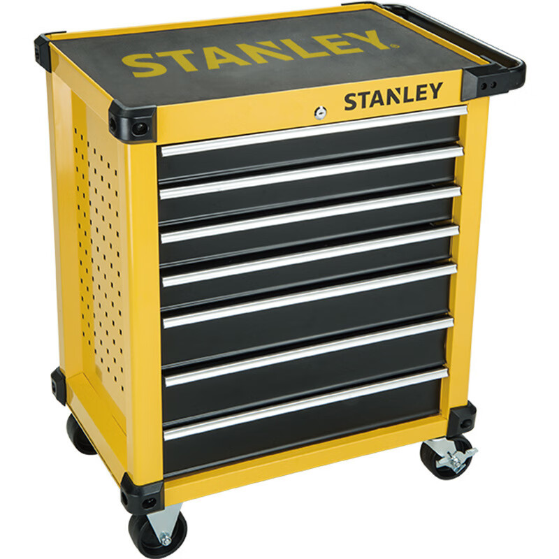 Stanley 941937 three-layer tool cart mobile trolley repair artifact 2-drawer multi-function tool cart 93-711*steel*500KG