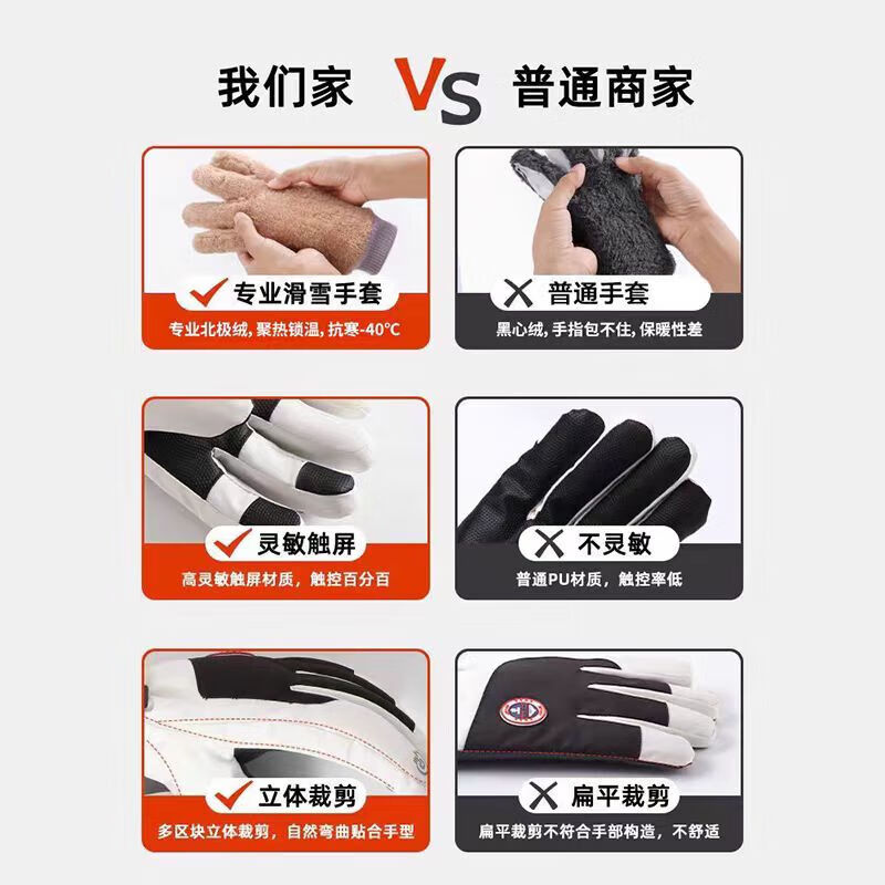 Jie Yintong Touch Screen Gloves for Men Winter Cycling Electric Vehicle Windproof and Coldproof Plus Velvet Thickened Warm Cotton Ski Gloves for Women 3D Curved Finger Men and Women Style Dark Black Velvet Thickening + Windproof and Waterproof + Cycling