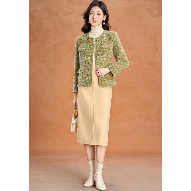 Kebel Xiaoxiangfeng imitation mink velvet quilted thickened coat for women 2025 new autumn and winter small versatile woolen coat M