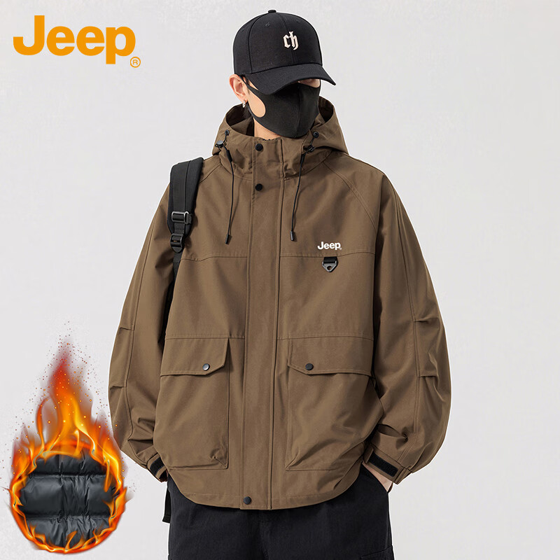JEEP Jeep thickened jacket men's cotton jacket winter casual loose jacket men's military green cotton XL