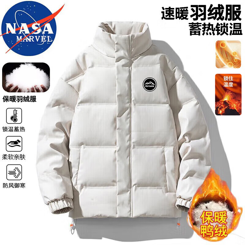 NASA MARVEL down jacket men's winter coat thickened warm bread coat stand collar versatile casual couple wear black 3XL