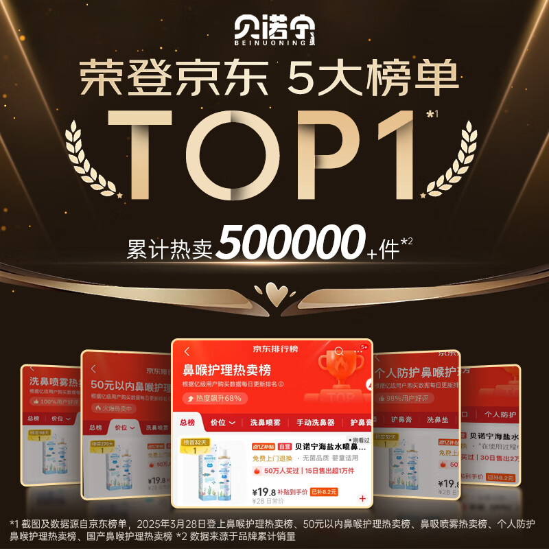 Benonin sea salt water nasal spray, saline nasal spray, nasal cleansing spray, rhinitis spray for infants and young children 100ml