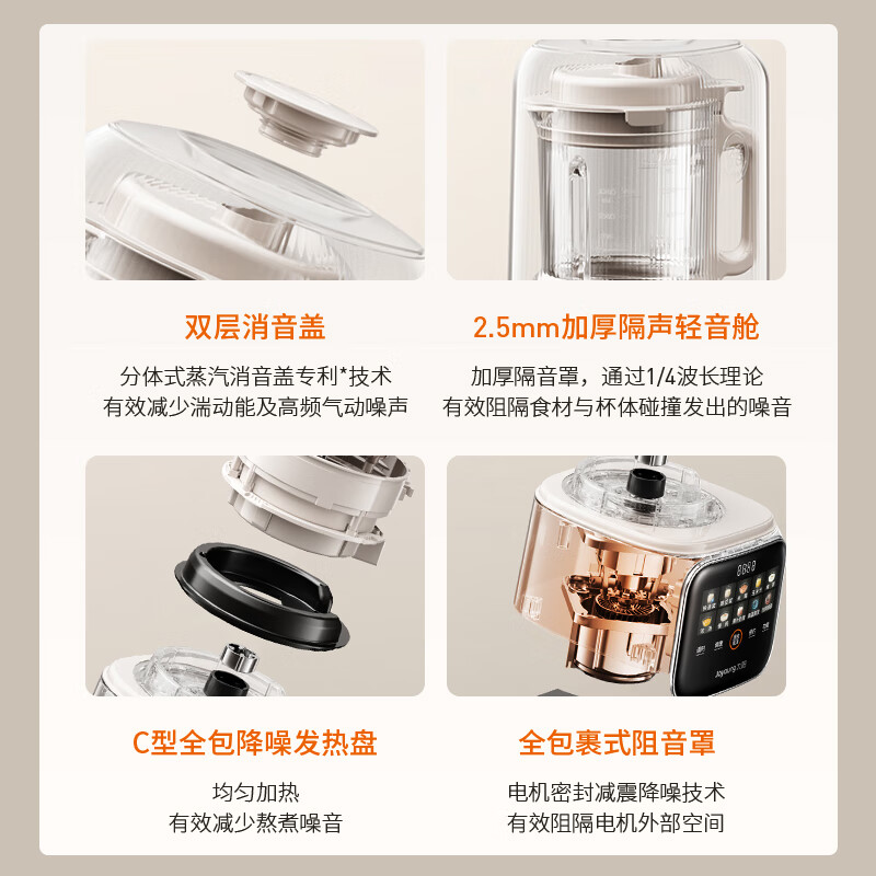 Joyoung space light sound cabin 41 decibels 1.6L wall breaker for 3-4 people fully automatic household soy milk machine noise reduction juicer cooking machine P938